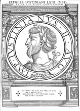 Justinian II, surnamed Rhinotmetos, with the cut-off nose, was Byzantine emperor (685 to 695 and