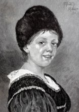 Girl in the traditional traditional costume of Mittenwald around 1890, Upper Bavaria, Bavaria,