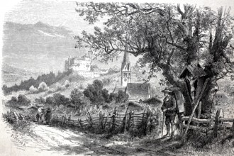 Ambras Castle near Innsbruck, in 1880, Tyrol, Austria, Historical, authentic, digitally restored