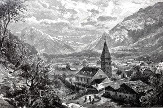 Meyringen, Meiringen, 1890, village in the administrative district of Interlaken-Oberhasli in the