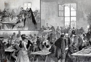 Chess tournament in the chess village of Ströbeck in 1890, part of Halberstadt in the district of