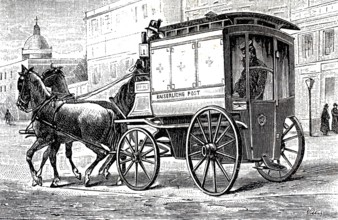 Mail coach of the Berlin street mail service, 1890, Berlin, Germany, Historic, authentic, digitally