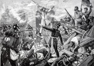 The deputy Rösler announces the armistice in the Frankfurt street fight on 18 September 1848,