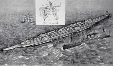 Project of a transatlantic passenger liner, 1890, Historic, authentic, digitally restored