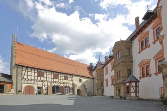 Inner courtyard with Renaissance building, castle, castle, Veste Heldburg, Heldburg, Thuringia,