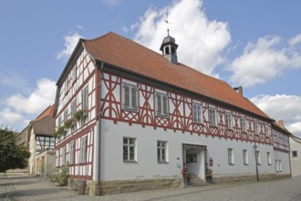 Historic town hall, market square, Heldburg, Thuringia, Germany