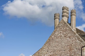 Artistically designed chimneys at Chateau la Roche Jagu, 15th century, commune of Ploëzal,