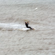 Kitesurfer in the surf, wiping effect, long exposure, Sankt Peter-Ording, Eiderstedt peninsula,
