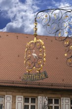 Nose sign of the Storchapotheke, Langenzenn, Middle Franconia, Bavaria, Germany