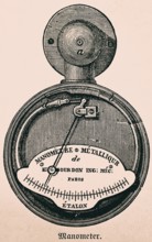 Bourdon manometer for pressure measurement, instrument maker Eugène Bourdon, scale, technology,