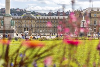 Schlossplatz with a view of the New Palace. Stuttgart, Baden-Württemberg, Germany