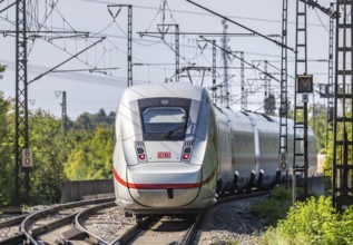 ICE en route on a railway line near Stuttgart. The so-called Schusterbahn is a bypass of Stuttgart