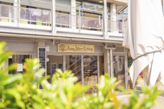 Modern building with restaurant on the ground floor and urban atmosphere, small town pearl Calw,