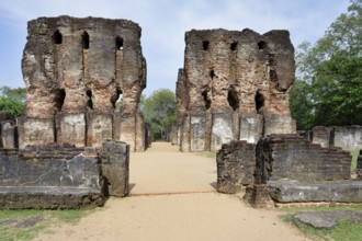 Ruins of the seven storied Royal Palace Vijayotpaya, Polonnaruwa ruins of the garden-city created