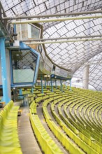 Technical area in the stadium with a view of the stands and modern elements, Olympic Park, Munich,