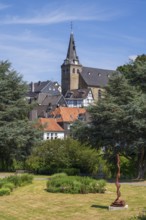 Town view, church at the market, Kettwig, Essen, Rur region, North Rhine-Westphalia, Germany