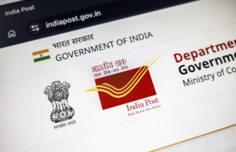 New Delhi, India – August 23, 2025: In this photo illustration, the India Post logo is seen on a