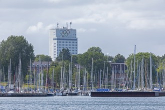 Mercator Tower, also known as the Olympic Tower, Wik sports harbour, Kiel, Schleswig-Holstein,