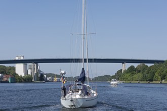 Holtenau High Bridges, Boats, Kiel Canal, Kiel, Schleswig-Holstein, Germany