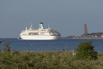 Cruise ship Germany, Naval Memorial, Laboe, Kiel Fjord, Schleswig-Holstein, Germany
