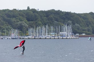 Foil Windsurfer, marina, Mönkeberg, Kiel Fjord, Schleswig-Holstein, Germany