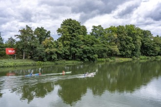 The Rhine-Herne Canal in Gelsenkrichen, art project Bilder am Kanal, courage, panel no. 9/15,