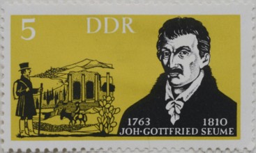 Johann Gottfried Seume, 1763, 1810, a German writer and poet, Portrait on a German post stamp