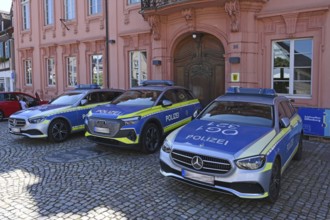 Offenburg police emergency vehicle in front of the police station, former royal court, built