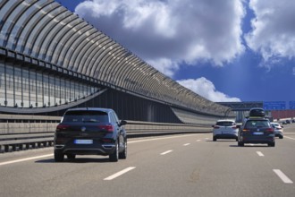 Noise barriers on the A6 motorway, Heilbronn-Nuremberg, Baden-Württemberg, Germany