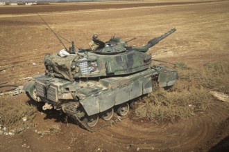 A Turkish Army tank participating in the expulsion of ISIS militias from northern Syria. Aleppo,