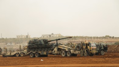 A Turkish Army tank participating in the expulsion of ISIS militias from northern Syria. Aleppo,