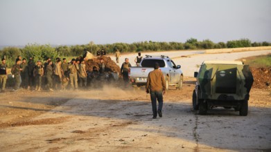 Syrian opposition fighters during battles with ISIS in northern Syria. Counterterrorism. Aleppo,