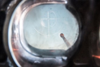 Vehicles and heavy weapons used by Syrian opposition fighters in combat against ISIS. Aleppo, Syria