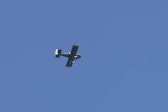 Van's RV-9 light aircraft flying in a blue sky, England, United Kingdom
