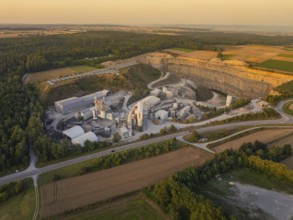 Large quarry and industrial area in a rural setting in the evening, industrial area Wolfsberg