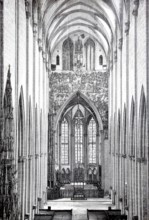 The central nave of Ulm Minster with the Last Judgement above the choir arch, 1880,
