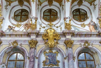 Interior design and exhibition rooms in the Würzburg Residence, imposing 18th century palace with