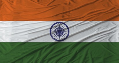 Close up of India flag waving. Flag of India with cloth texture