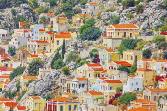 Traditional architecture, Gialos, Symi Island, Dodecanese Islands, Greece