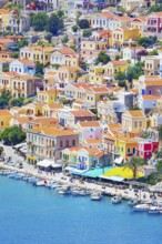 Gialos Harbour, high angle view, Symi Island, Dodecanese Islands, Greece