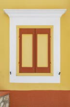 Traditional house window, Gialos, Symi Island, Dodecanese Islands, Greece