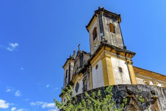 Facade of a historic baroque church in old city of Ouro Preto, Minas Gerais, Ouro Preto, Minas