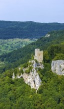 Reußenstein castle ruins. Historical sight near Neidlingen in the Swabian Alb. Neidlingen,