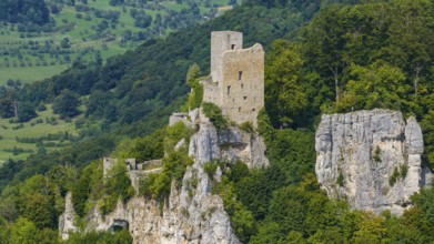 Reußenstein castle ruins. Historical sight near Neidlingen in the Swabian Alb. Neidlingen,