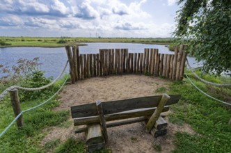 Viewpoint and bench in the Wildes Moor nature reserve. The moor, an area in the district of