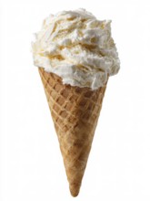 Eine knusprige Eiswaffel gefüllt mit cremigem Vanilleeis, AI generiert, AI generated