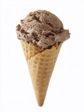 Eine knusprige Eiswaffel gefüllt mit cremigem Schokoladeneis, AI generiert, AI generated