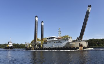 The largest dredger in the world, MAGNON, operates in the Kiel Canal, Kiel Canal,
