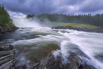 Tännforsen falls in spring near Åre on the Indalsälven River, Sweden's largest waterfall in