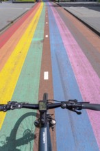 Rainbow cycle path through the university campus in Utrecht Science Park, 570 metres long, Utrecht